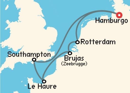 Itinerario del Crucero Báltico y Norte de Europa desde Hamburgo MSC Cruceros
