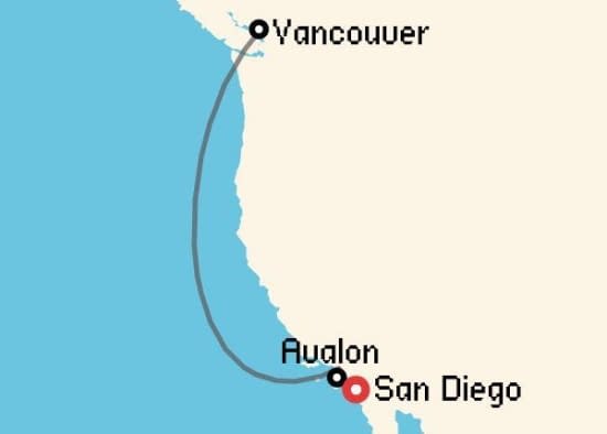 Itinerario del Crucero Alaska desde San Diego Holland America