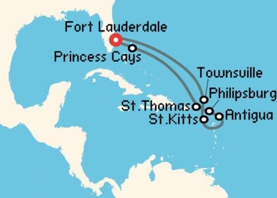 Itinerario del Crucero Caribe desde Fort Lauderdale Princess Cruises
