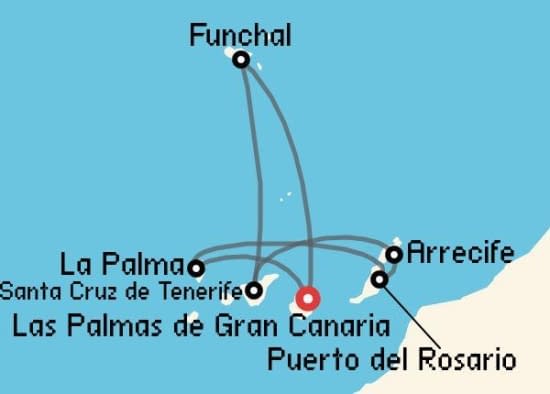 Itinerario del Crucero Islas Canarias desde Las Palmas de Gran Canaria MSC Cruceros