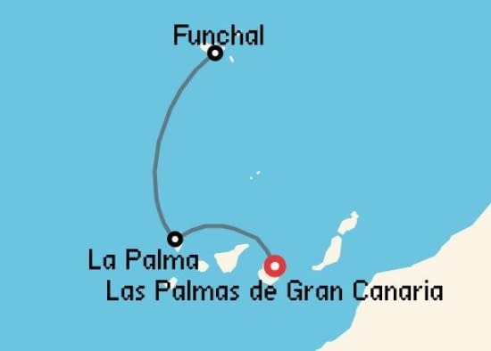 Itinerario del Crucero Islas Canarias desde Las Palmas de Gran Canaria Costa Cruceros