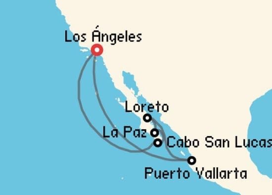 Itinerario del Crucero Riviera Mexicana desde Los Ángeles Princess Cruises