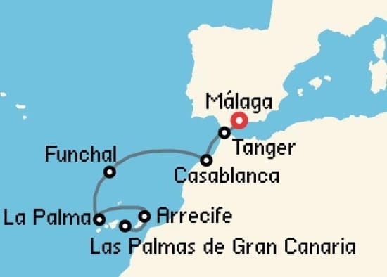 Itinerario del Crucero Islas Canarias desde Málaga Ponant