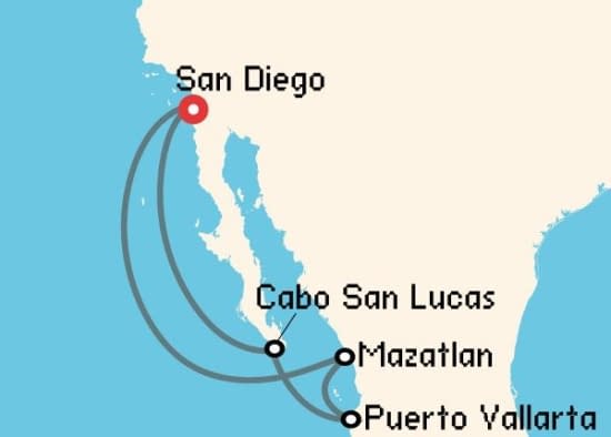 Itinerario del Crucero Riviera Mexicana desde San Diego Norwegian Cruise Line