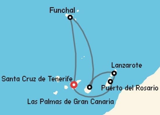 Itinerario del Crucero Islas Canarias desde Santa Cruz de Tenerife Aida Cruises