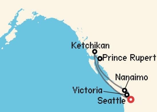 Itinerario del Crucero Alaska desde Seattle Holland America