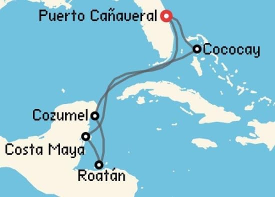 Itinerario del Crucero Caribe desde Puerto Cañaveral Royal Caribbean