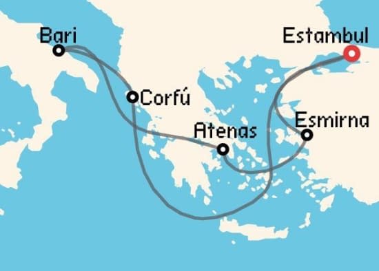 Itinerario del Crucero Islas Griegas desde Estambul MSC Cruceros