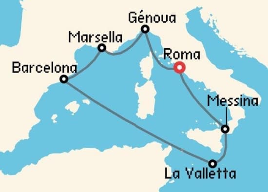 Itinerario del Crucero Mediterráneo desde Roma - Civitavecchia MSC Cruceros