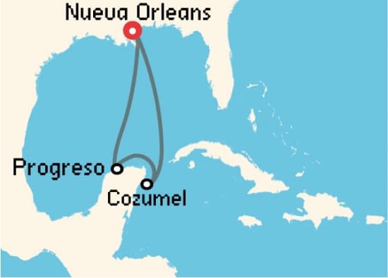 Itinerario del Crucero Caribe desde Nueva Orleans Carnival Cruise Lines