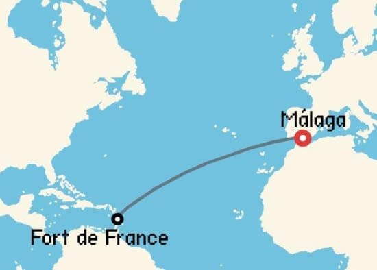 Itinerario del Crucero Mediterráneo desde Málaga Ponant